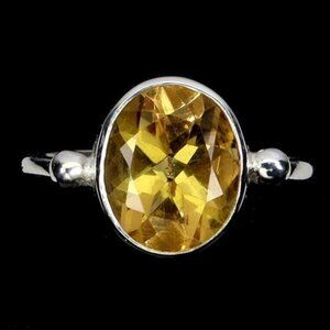 925 Sterling Silver Ring Oval Citrine 11x9mm Natural Gemstone Jewelry Size 6.5